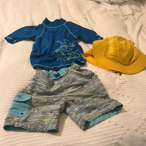 Boys Swimming Shirt , Shorts & Sun Hat
